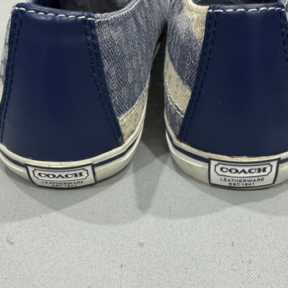 Coach Blue and Cream Slip-On Sneakers - Picture 3 of 10